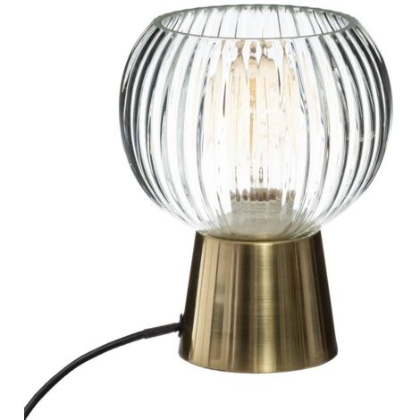 Atmosphera – Lampe à poser en verre 19,5 cm – Base en laiton brossé – Compatible ampoules E27 jusqu'à 25W – Éclairage d'appoint décoratif (1/6)
