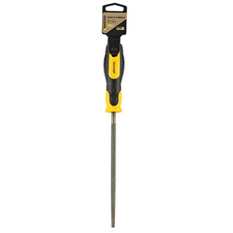 RHINO - RÂPE À MÉTAUX RONDE 200MM - LIME À MÉTAUX RONDE AVEC MANCHE BI-MATIÈRE - LONGUEUR 200 MM - GARANTIE 5 ANS - PERMET DE RÉ