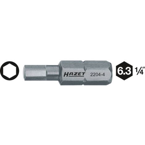 HAZET 2204-6 EMBOUT-TOURNEVIS HEXAGONE MASSIF 1/4''/PROFIL À 6 PANS INTÉRIEURS TAILLE 6 LONGUEUR 25 MM (1/2)