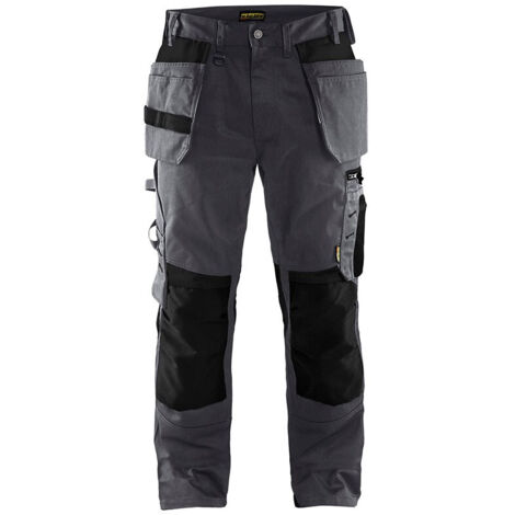 Pantalon de travail artisan sans poches flottantes 1555 - Gris foncé/Noir S - FR(40) - SE(C46) - Longues