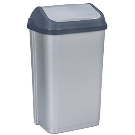 Poubelle avec couvercle basculant, 50 l, Swantje, Argent (1/6)