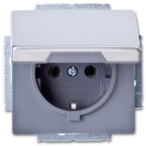 BUSCH-JAEGER 20EUK-866 PRISE DE COURANT, COUVERCLE CLAPET (SCHUKO), ACIER INOXYDABLE, PUR (1/4)