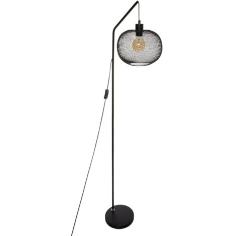 Atmosphera – Lampadaire arc suspendu noir en fer – Abat-jour D25 cm – Hauteur 157,5 cm – Longueur câble 180 cm – Pour ampoule E27 60W