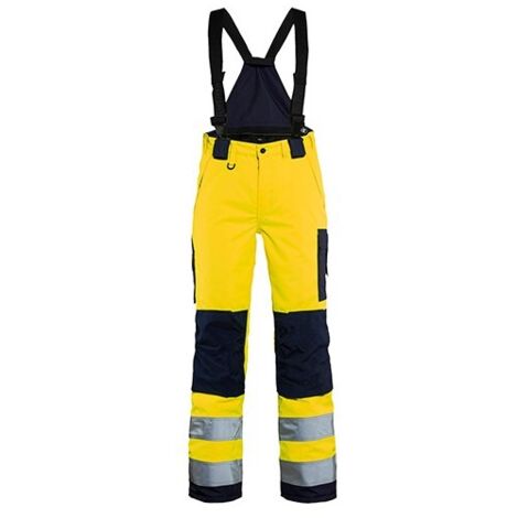Pantalon de travail hiver à bretelles haute visibilité femme 7885 - Jaune fluo/Marine XL - FR(48) - SE(C46) - Courtes (1/2)