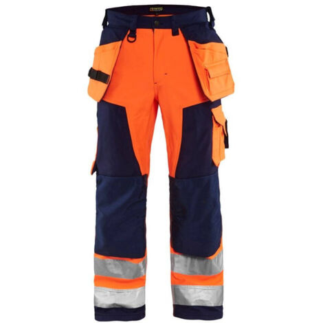 Pantalon de travail softshell haute visibilité 1567 - Orange fluo/Marine L - FR(46) - SE(C52) - Standards (1/5)