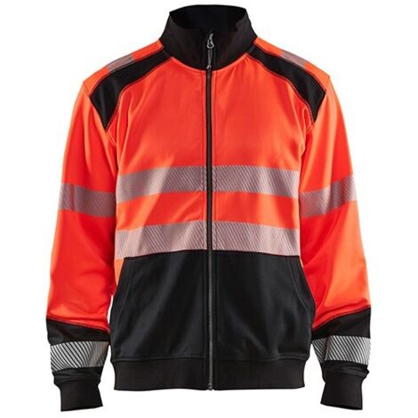 Sweat de travail zippé haute visibilité 3558 - Rouge fluo/Noir M (1/2)