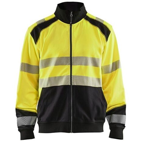 Sweat de travail zippé haute visibilité 3558 - Jaune fluo/Noir M (1/2)