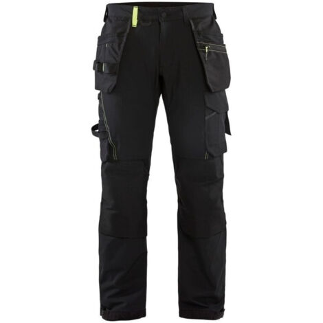 Pantalon de travail artisan stretch 4D 1522 - Noir/Jaune fluo M - FR(44) - SE(C50) - Standards (1/4)