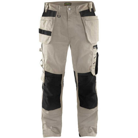 Pantalon de travail artisan sans poches flottantes 1555 - Beige/Noir XL - FR(48) - SE(C54) - Courtes