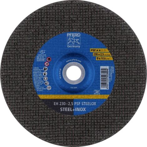 PFERD - DISQUE A TRONCONNER OU A ABARBER - Ø MM.230 - EPAIS. MM.2,5 - MATIÈRE.INOX - GAMME.STANDARD - MOYEU.DÉPORTÉ - (1/2)