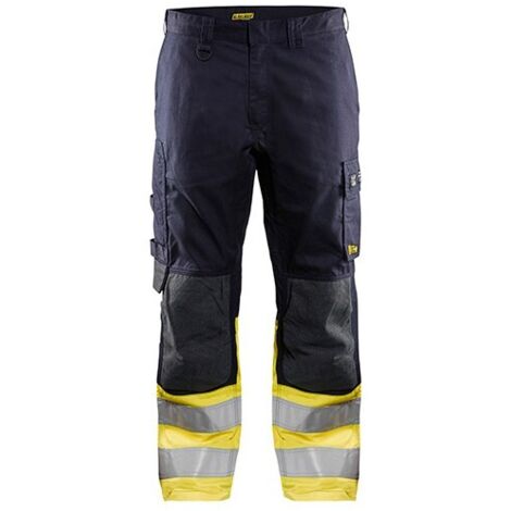 Pantalon de travail multinormes inhérent 1488 - Marine/Jaune fluo M - FR(44) - SE(C50) - Courtes (1/2)