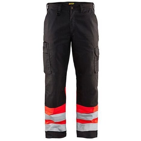 Pantalon de travail haute visibilité 1564 - Noir/Rouge fluo 3XL - FR(54) - SE(C60) - Courtes (1/2)
