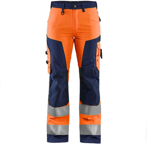 Pantalon de travail haute visibilité femme 7155 - Orange fluo/Marine XL - FR(48) - SE(C46) - Courtes (1/5)