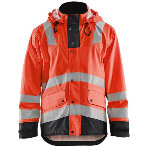 Veste de pluie haute visibilité Niveau 2 4302 - Rouge fluo/Noir M (1/4)
