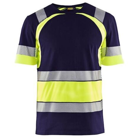 T-shirt da lavoro Blaklader 100% cotone ad alta visibilità Marina / Giallo M (1/5)