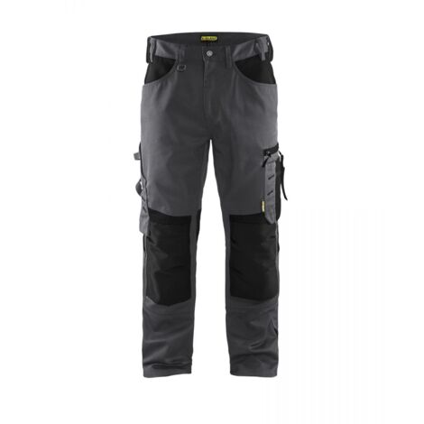 Blaklader – Pantalon artisan sans poches flottantes T.38 – CORDURA® gris moyen/noir – Jambes pré-courbées pour ajustement optimal – Poches renforcées (1/4)