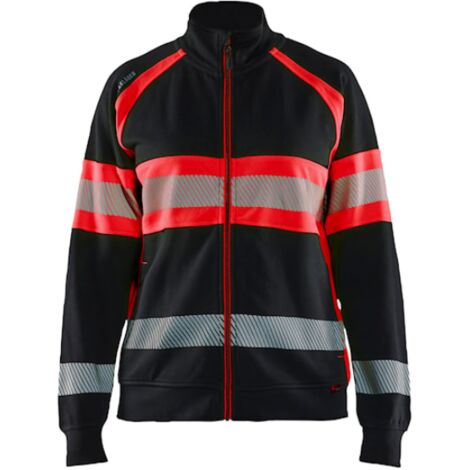 Sweat de travail zippé haute visibilité 3505 - Noir/Rouge fluo M (1/2)