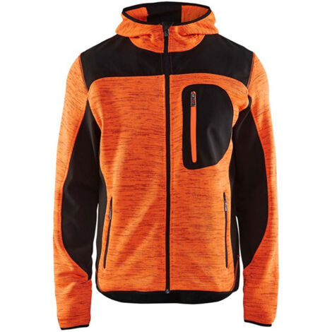 Veste tricotée BLAKLADER à capuche T.M - ORANGE FLUO/NOIR - 493021175399-M
