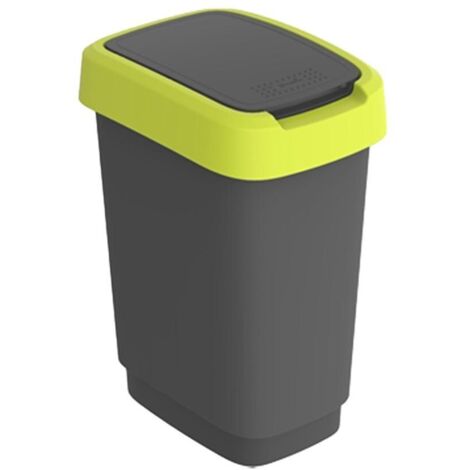 Poubelle de tri TWIST 50l H602xL298xP401mm noir couvercle bord jaune ROTHO