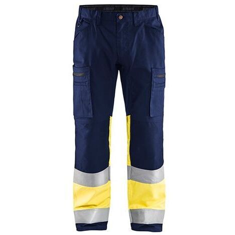 Pantalon de travail haute visibilité stretch 1551 - Marine/Jaune fluo XL - FR(50) - SE(C56) - Courtes (1/2)
