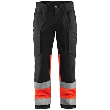Pantalon de travail haute visibilité stretch 1551 - Noir/Rouge fluo XS - FR(38) - SE(C44) - Standards (1/2)