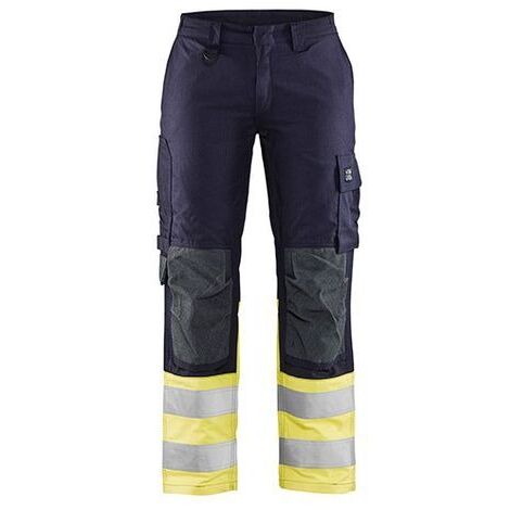 Pantalon de travail multinormes inhérent femme 7188 - Marine/Jaune fluo 2XL - FR(50) - SE(C48) - Courtes (1/2)