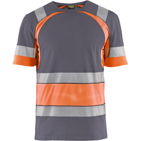 T-shirt de travail haute visibilité 3421 - Gris moyen/Orange fluo XXL
