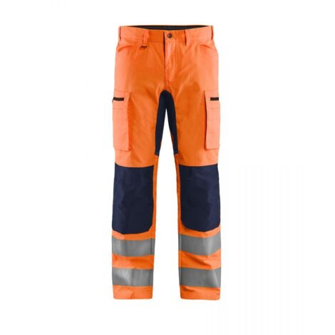 Pantalon de travail haute visibilité stretch artisan 1552 - Orange fluo/Marine XS - FR(38) - SE(C44) - Standards (1/4)