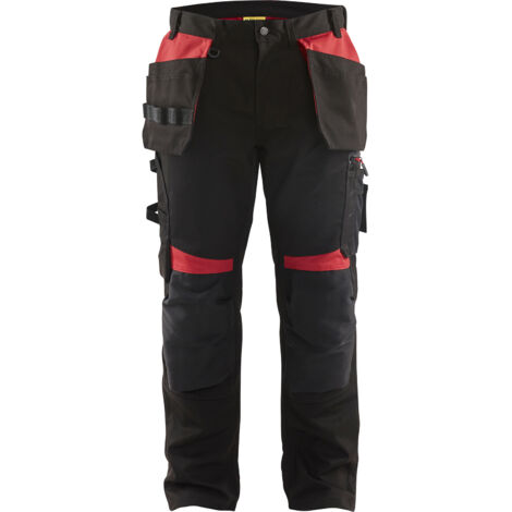 Pantalon de travail artisan sans poches flottantes 1555 - Noir/Rouge XS - FR(38) - SE(C44) - Standards