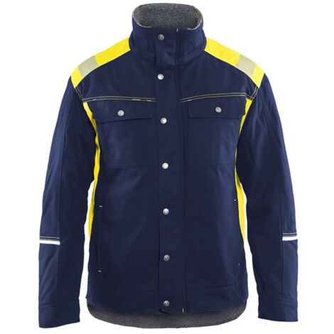 Veste de travail artisan doublée détails fluo 4915 - Marine/Jaune fluo XXXL (1/2)
