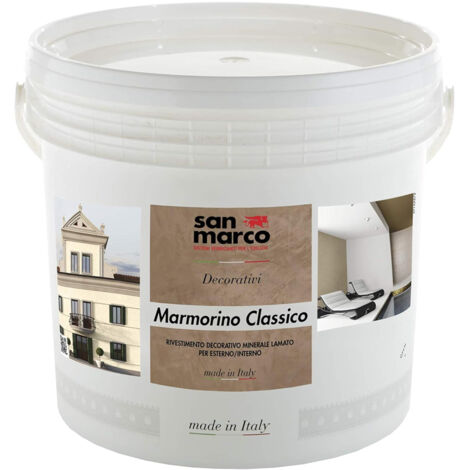 San Marco – Revêtement minéral marmorino classico blanc 5kg – Finition vénitienne – Résistance aux agents atmosphériques – Microporosité élevée