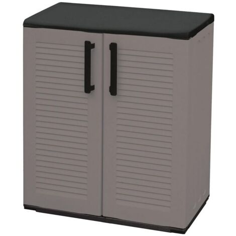 Artplast – Armoire basse 2 portes en polypropylène recyclé – Dimensions 68 x 37 x 84 cm – Étanchéité totale et résistance UV – Montage rapide sans outil (1/5)