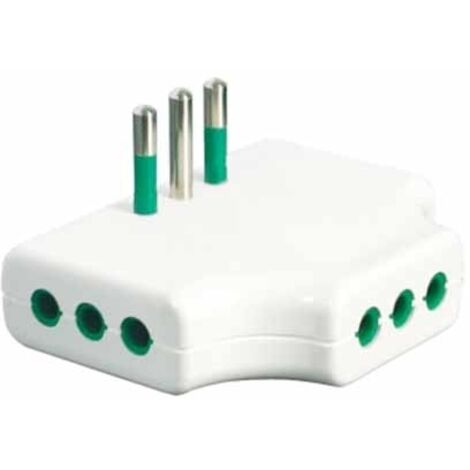 Adaptateur trois voies plat italien std. 2P+E 10A 3 prises italiennes std. 2P+E 10A Fanton 82250 (1/2)
