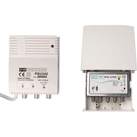 Pré-ampli de mât UHF 30 dB – 1 sortie – Fréquence 470-694 MHz – Kit avec alimentation et filtre 5G – MAP3IULTE700K – Fracarro