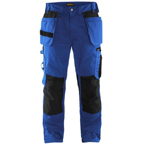 Pantalon de travail artisan sans poches flottantes 1555 - Bleu roi/Noir XL - FR(50) - SE(C56) - Courtes (1/4)