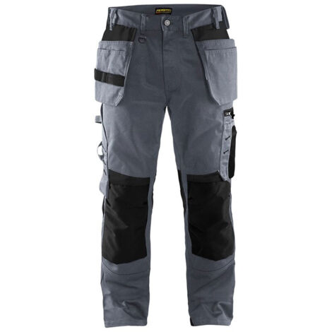Pantalon de travail artisan sans poches flottantes 1555 - Gris clair/Noir XL - FR(50) - SE(C56) - Longues