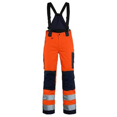 Pantalon de travail hiver à bretelles haute visibilité femme 7885 - Orange fluo/Marine L - FR(44) - SE(C42) - Courtes (1/2)