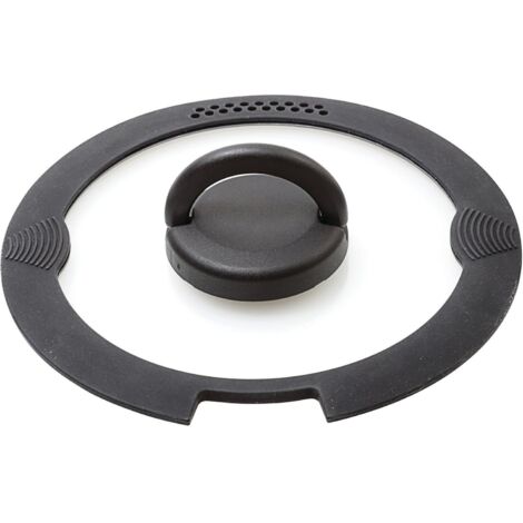 Couvercle en verre avec bords en silicone pour casseroles et poêles 20 cm – Ouverture pour passoire intégrée – Économie d'énergie – Brunner (1/5)