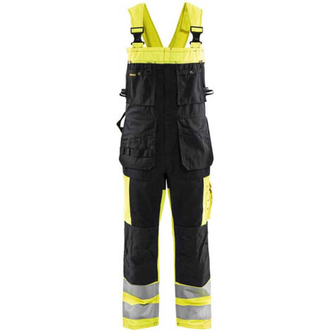 Cotte de travail à bretelles haute visibilité 2603 - Jaune fluo/Noir 54 (1/4)