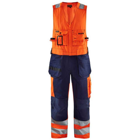 Combinaison de travail sans manches haute visibilité 2653 - Orange fluo/Marine 42 (1/4)