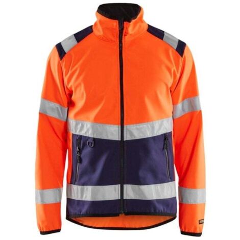 Veste de travail softshell haute visibilité 4877 - Orange fluo/Marine XXXL (1/4)