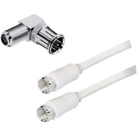 Câble de raccordement BKL Electronic 0403517 [1x F mâle - 1x F mâle] blanc 2.50 m (1/2)