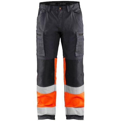 Pantalon de travail haute visibilité stretch 1551 - Gris moyen/Orange fluo XS - FR(38) - SE(C44) - Standards (1/2)