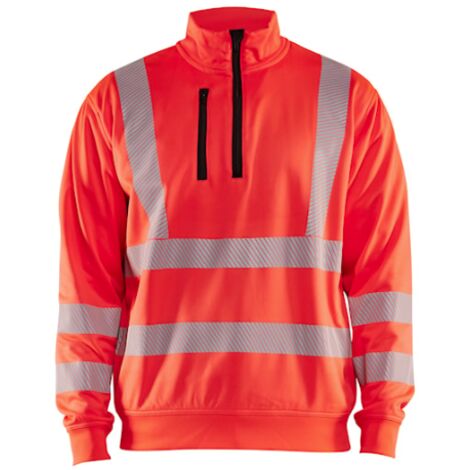 Sweat de travail col zippé haute visibilité 3564 - Rouge fluo XS (1/2)