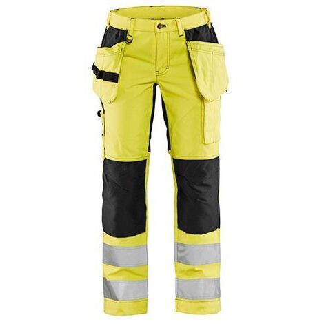 Pantalon de travail haute visibilité stretch femme 7163 - Jaune fluo/Noir 2XL - FR(50) - SE(C48) - Courtes (1/2)