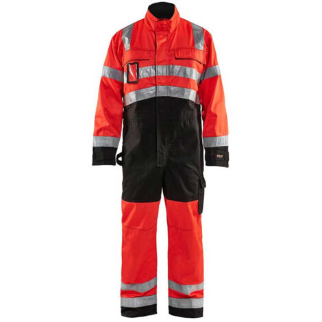 Combinaison de travail manches longues haute visibilité 6373 - Rouge fluo/Noir 44 (1/4)