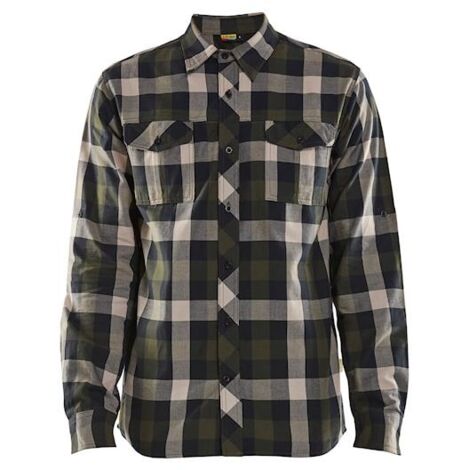 Chemise de travail flannelle 3299 - Vert Kaki/Noir L (1/2)