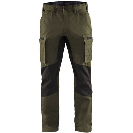 Pantalon de travail stretch 1459 - Vert kaki/Noir M - FR(44) - SE(C50) - Courtes (1/5)