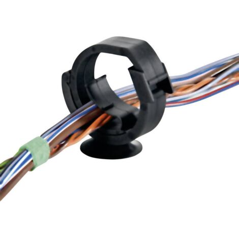 HellermannTyton AHC3BHR Support de câble 151-00370 Plage de Ø du faisceau 10 à 14 mm avec fermeture automatique, refermable noir 1 pc(s) Q060021 (1/2)