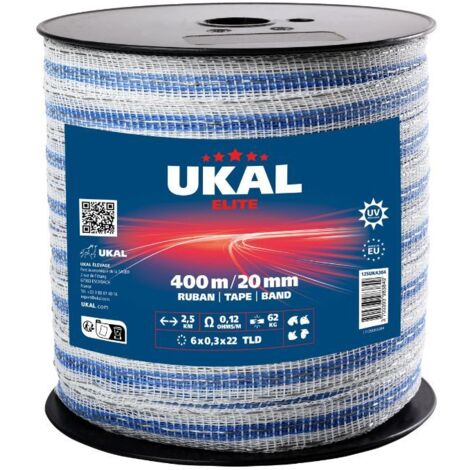 Ruban 20mm blanc et bleu ELITE 400m UKAL